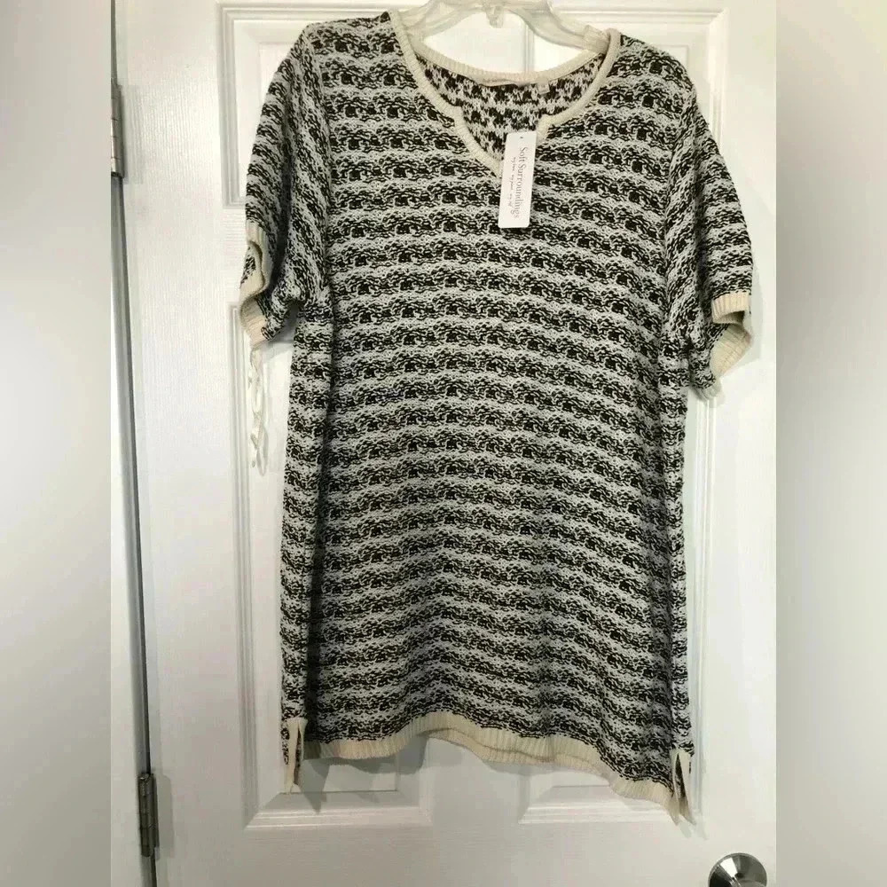 Soft Surroundings Permian Tunic Sweater Short Sleeve Open Knit Women Size 1X NWT